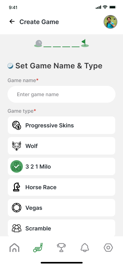 Game Creation Step 1: Select Game type
